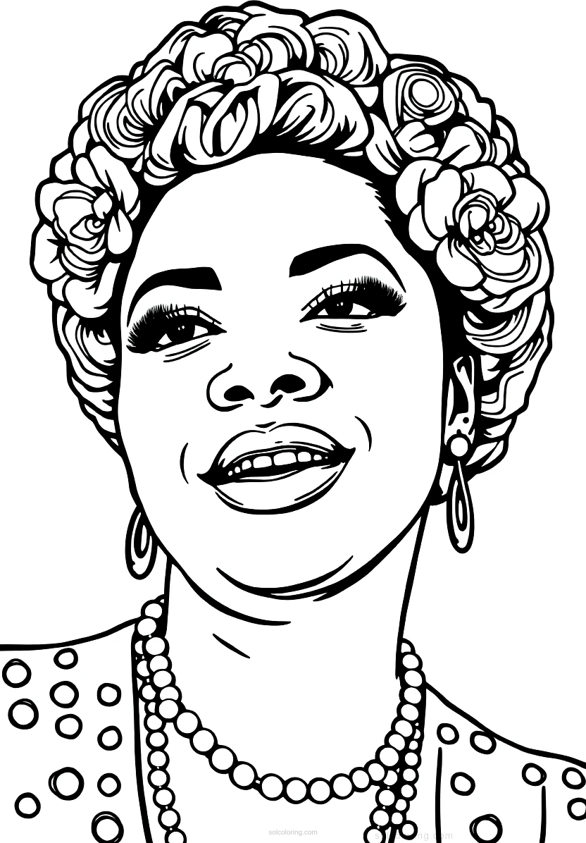 Billie Holiday Portrait coloring page for kids