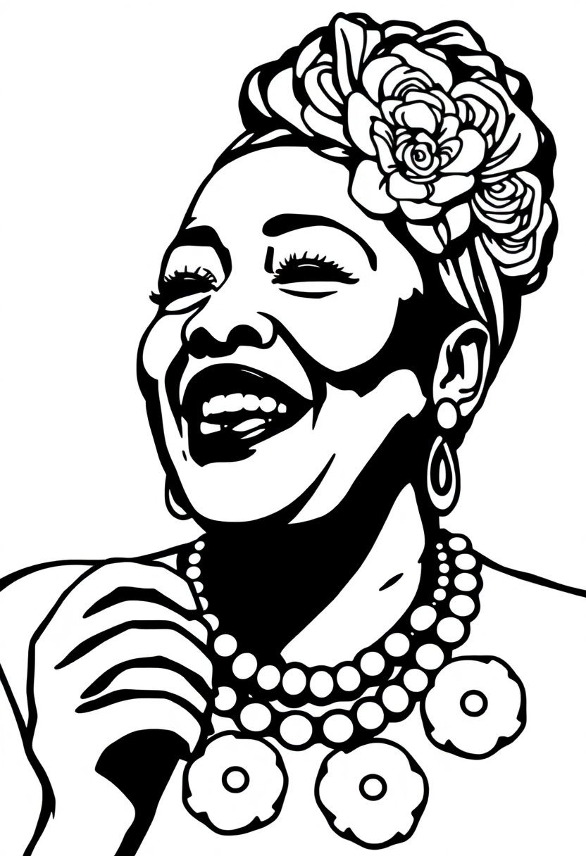 Billie Holiday Portrait coloring page, free printable