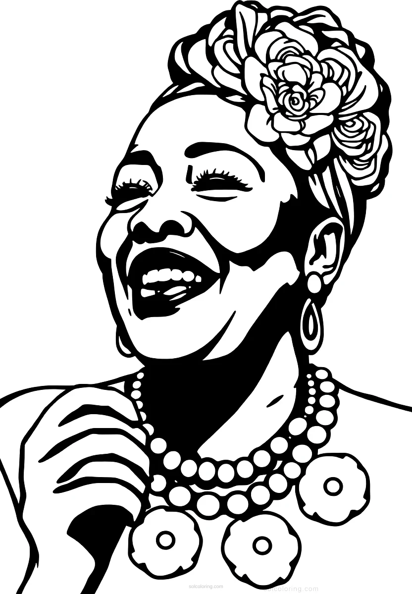 Billie Holiday Portrait coloring page for kids