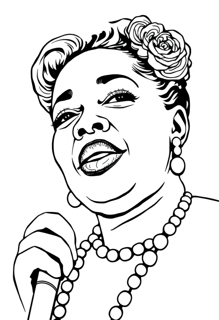 Billie Holiday Portrait coloring page, free printable