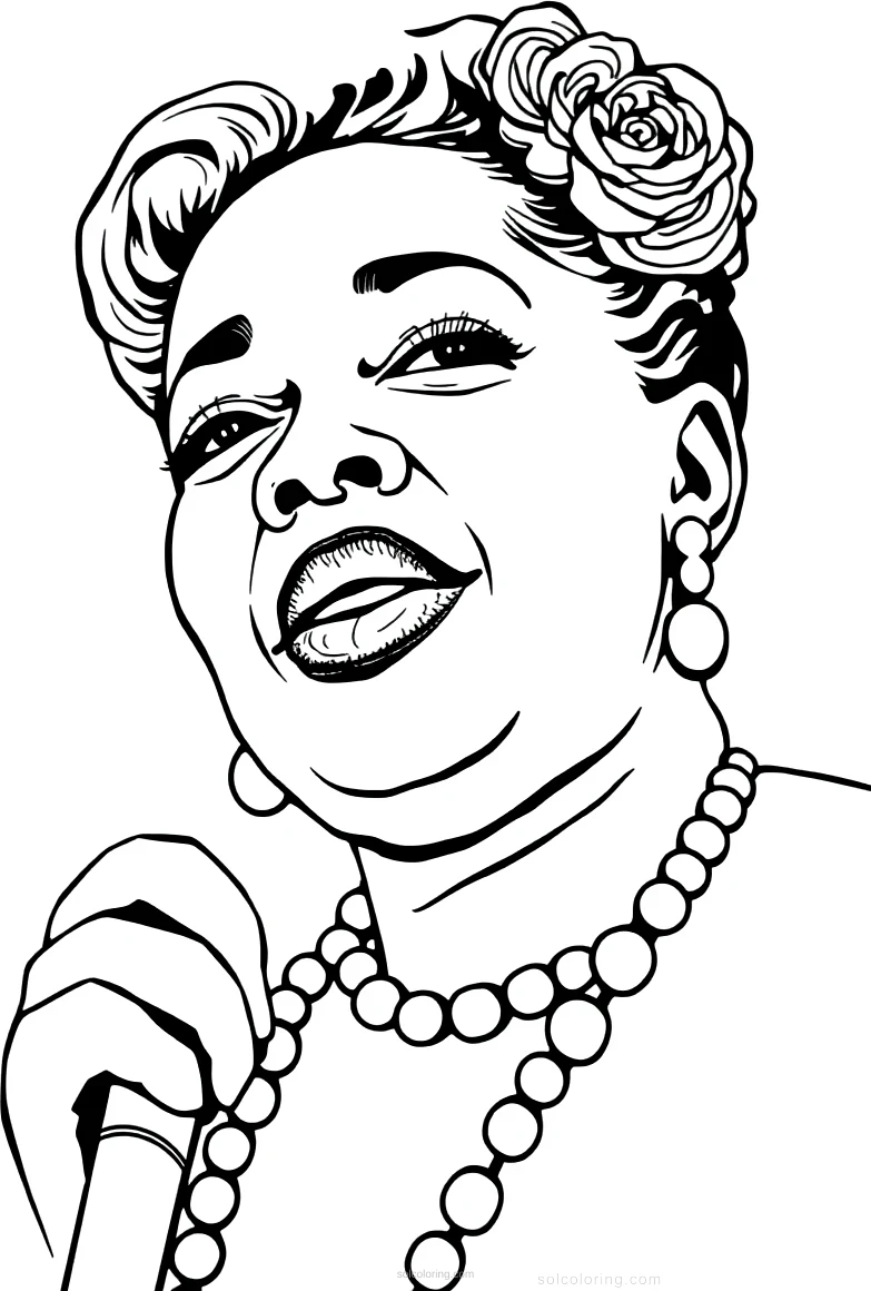 Billie Holiday Portrait coloring page for kids