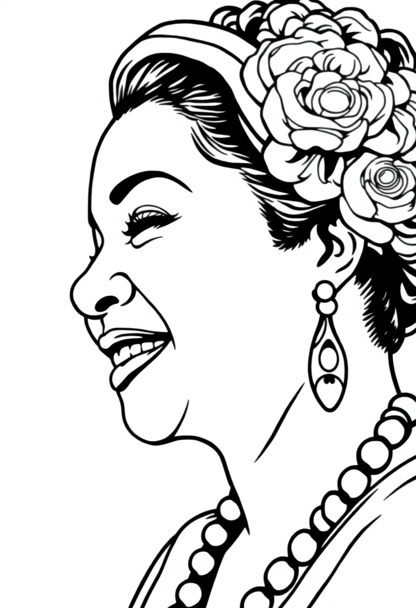 Billie Holiday Portrait coloring page, free printable