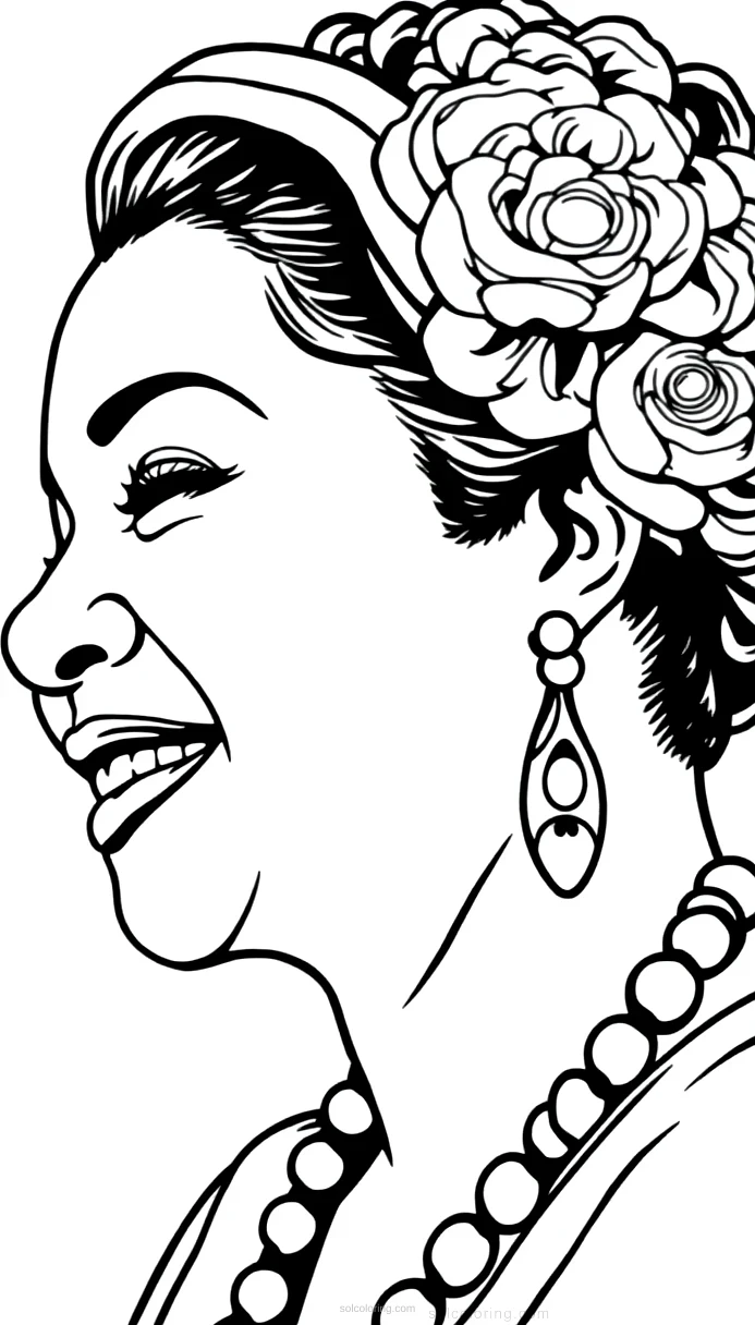 Billie Holiday Portrait coloring page for kids