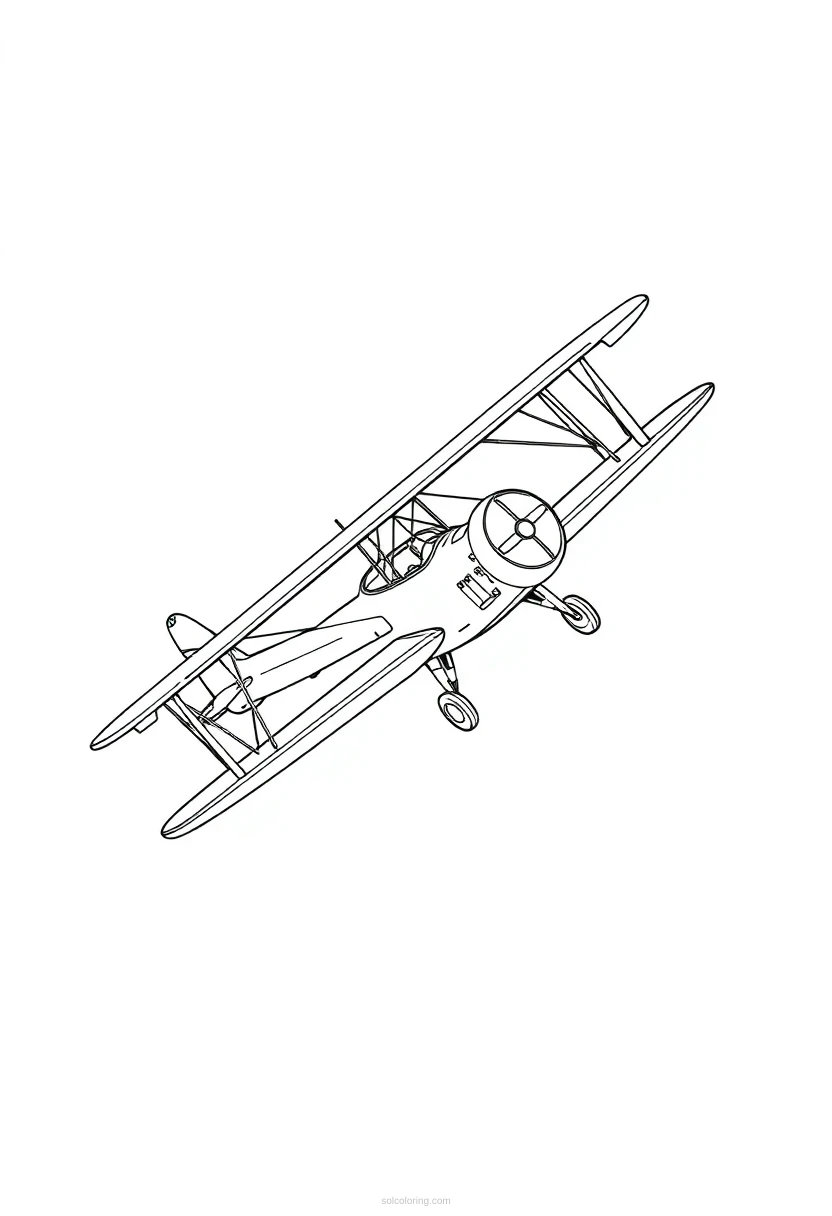 Biplane coloring page for kids