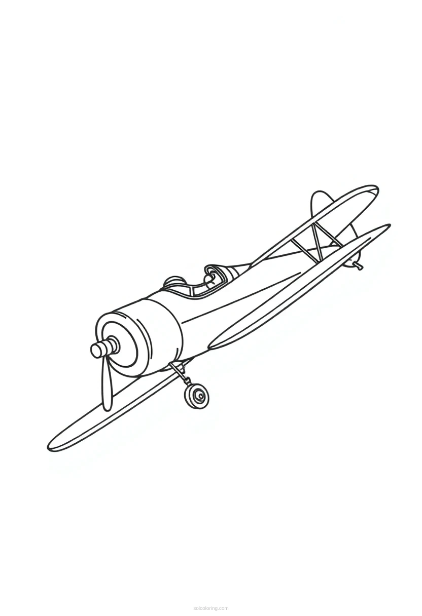 Biplane coloring page for kids