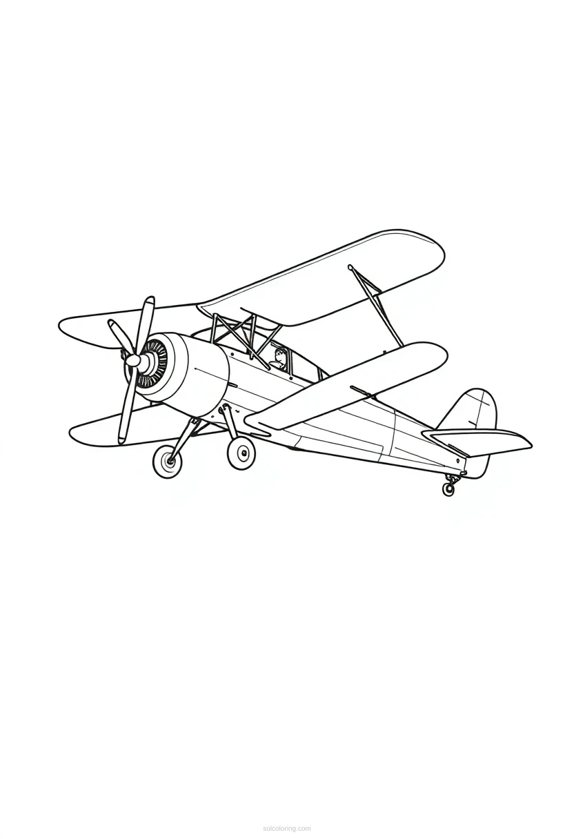 Biplane coloring page for kids