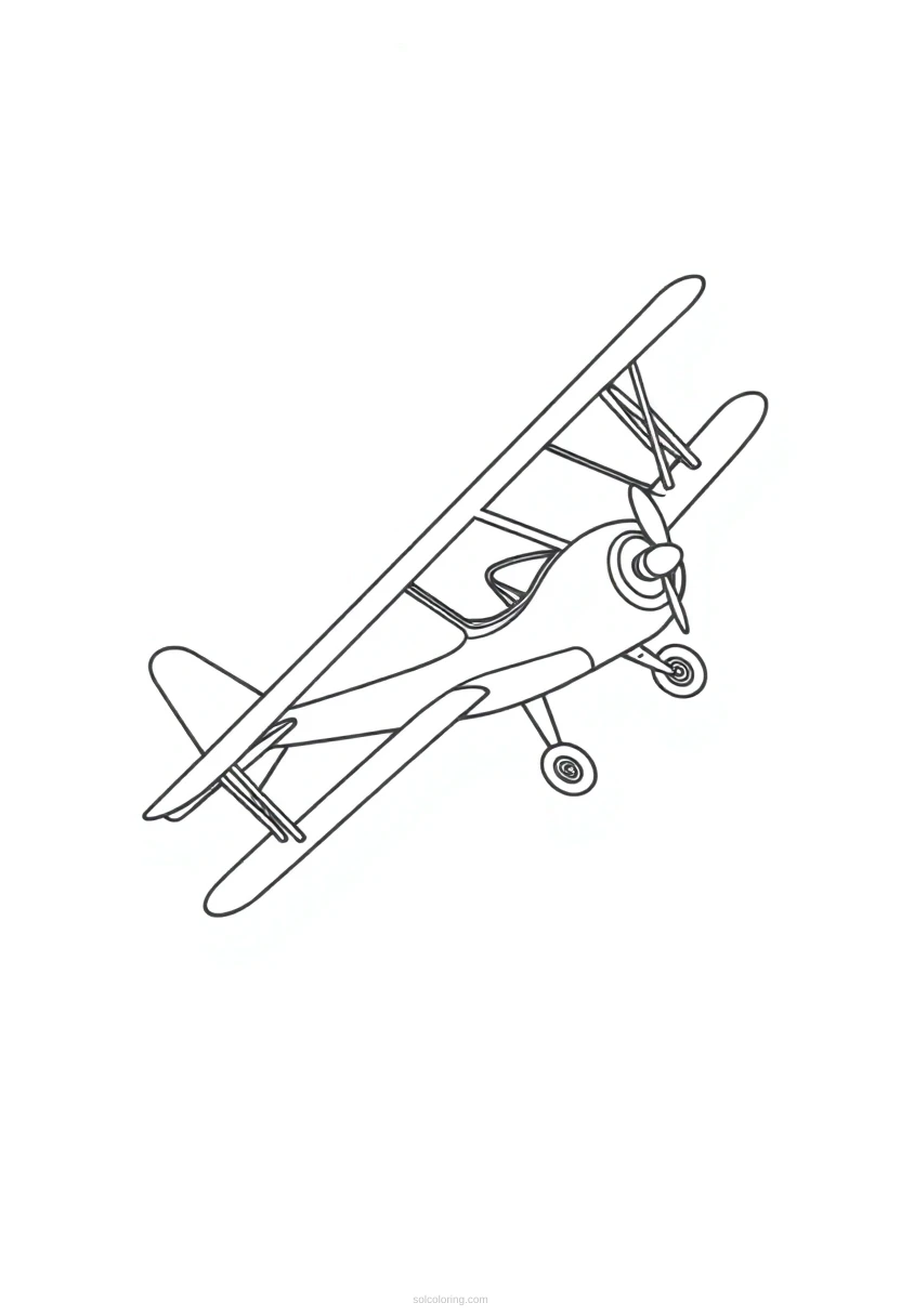 Biplane coloring page for kids