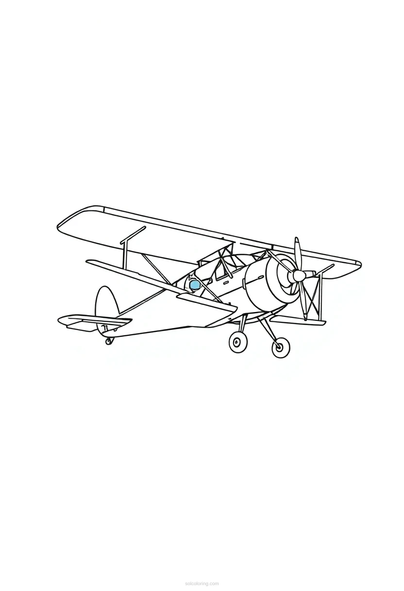 Biplane coloring page for kids