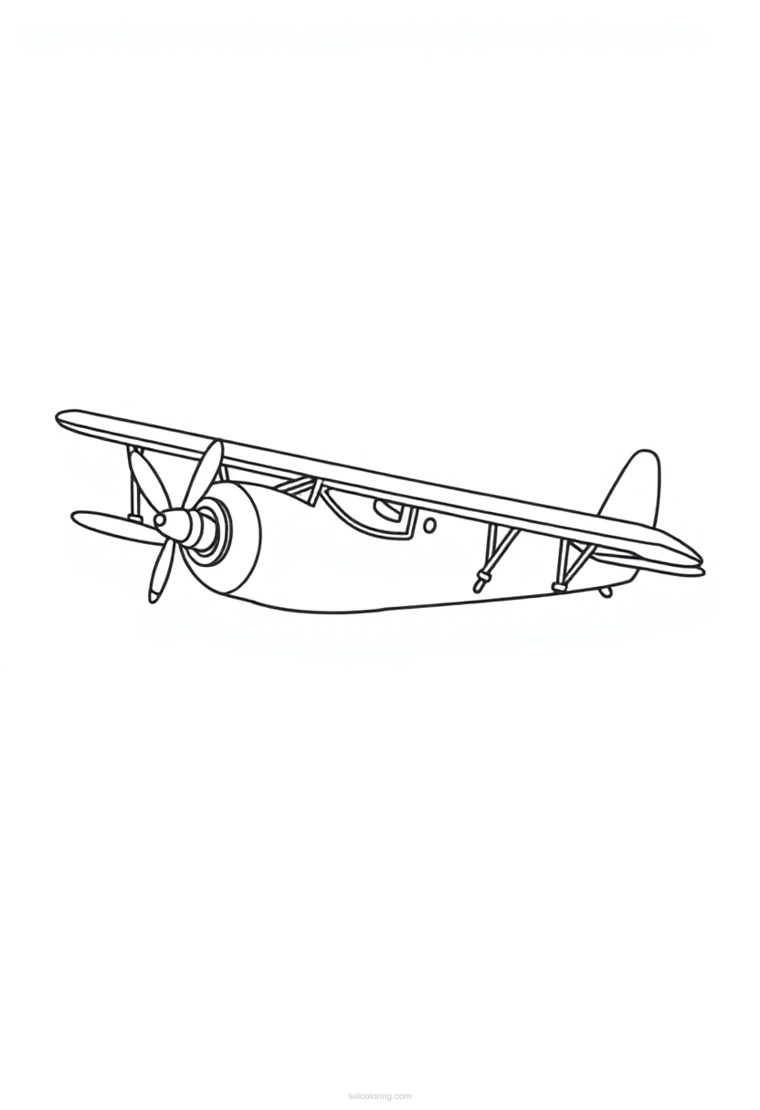 Biplane coloring page for kids