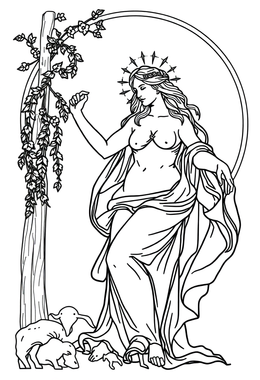 Birth of Venus Goddess coloring page, free printable