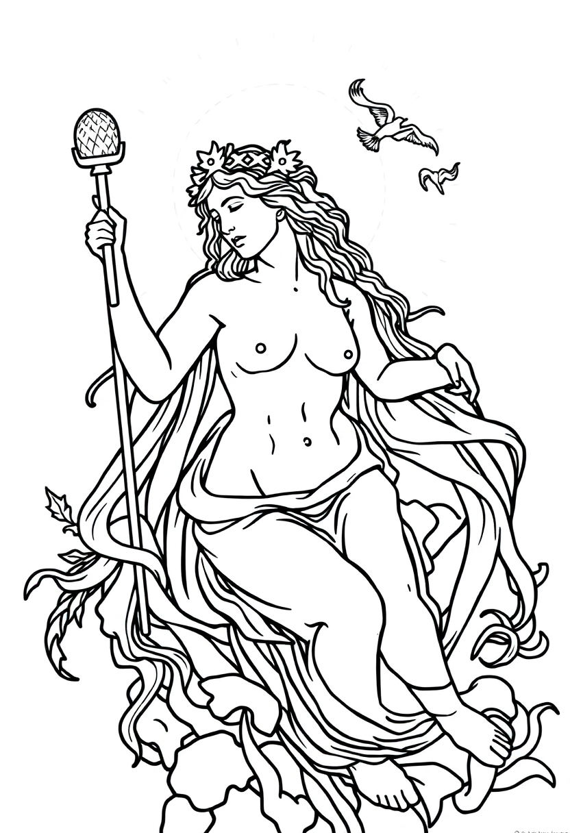 Birth of Venus Goddess coloring page, free printable