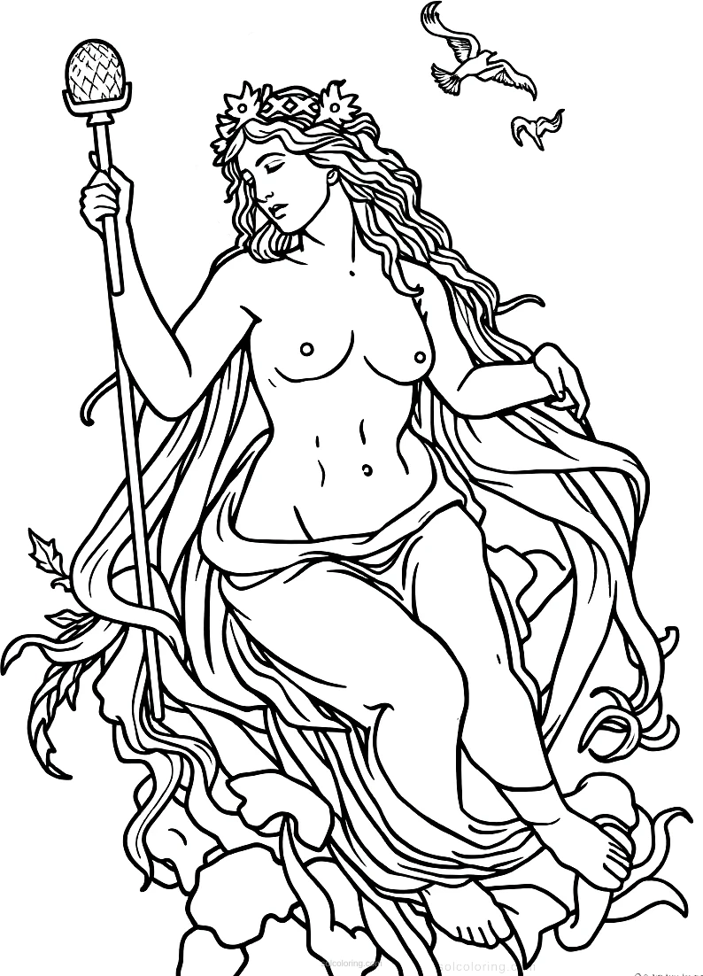 Birth of Venus Goddess coloring page for kids