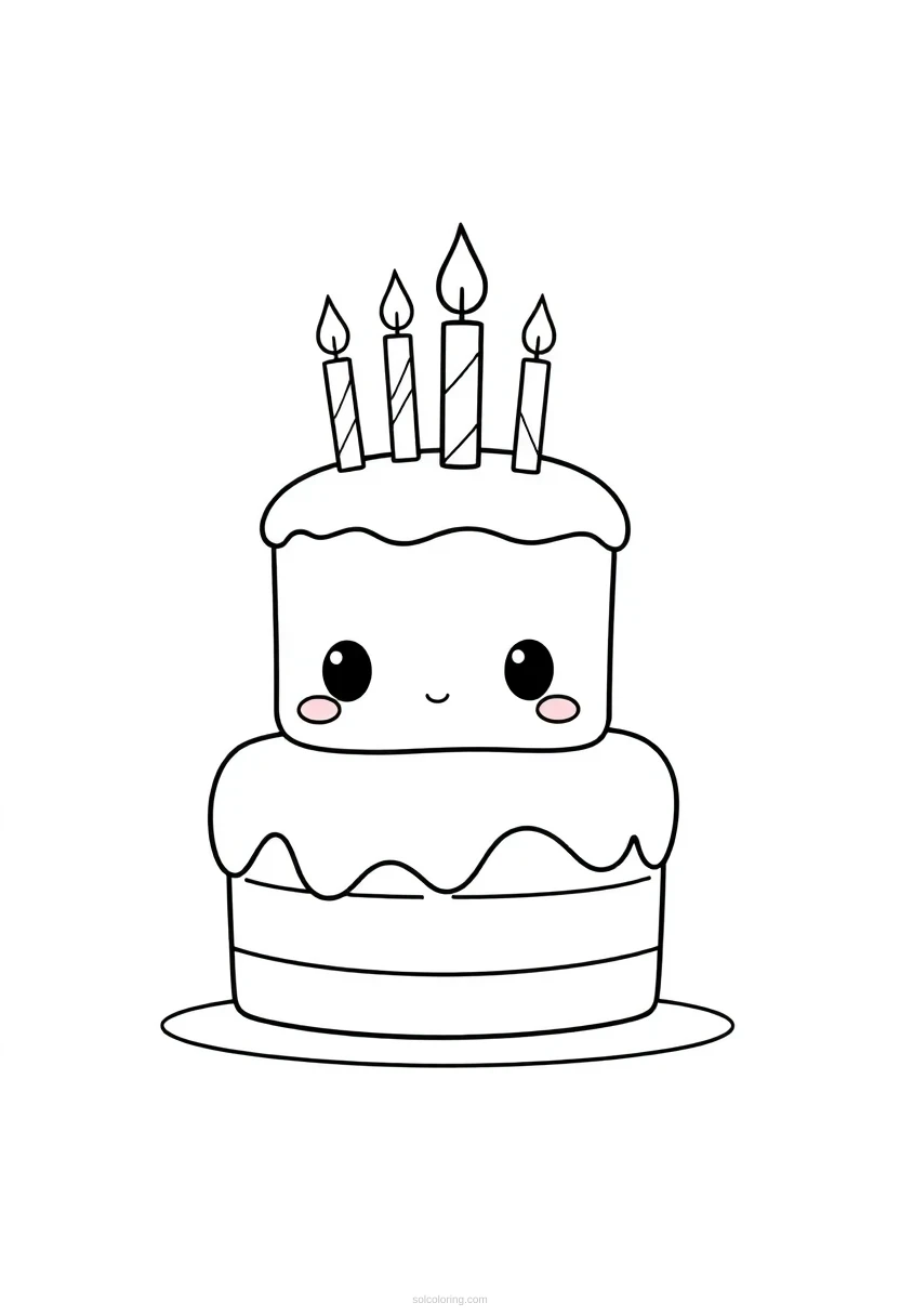 Birthday Cake With Candles coloring page for kids