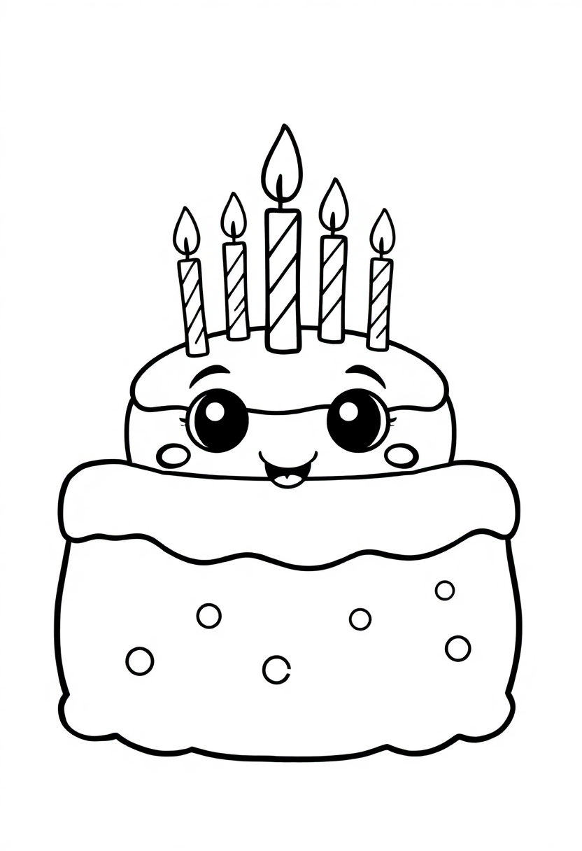 Birthday Cake with Candles coloring page, free printable