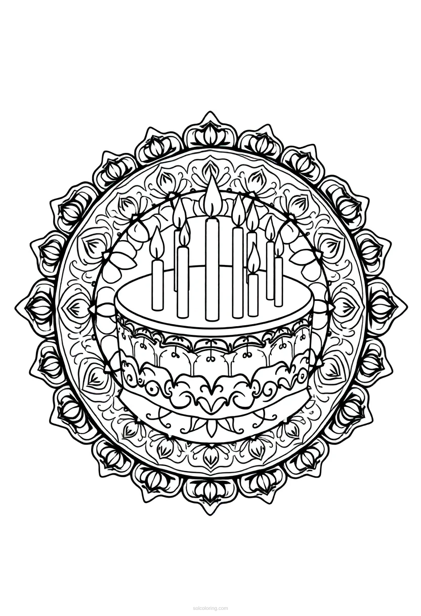 Birthday Cake With Candles coloring page for kids