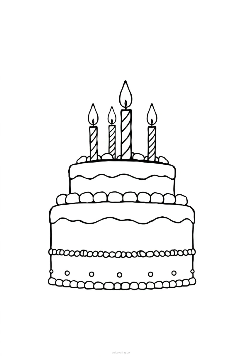 Birthday Cake With Candles coloring page for kids