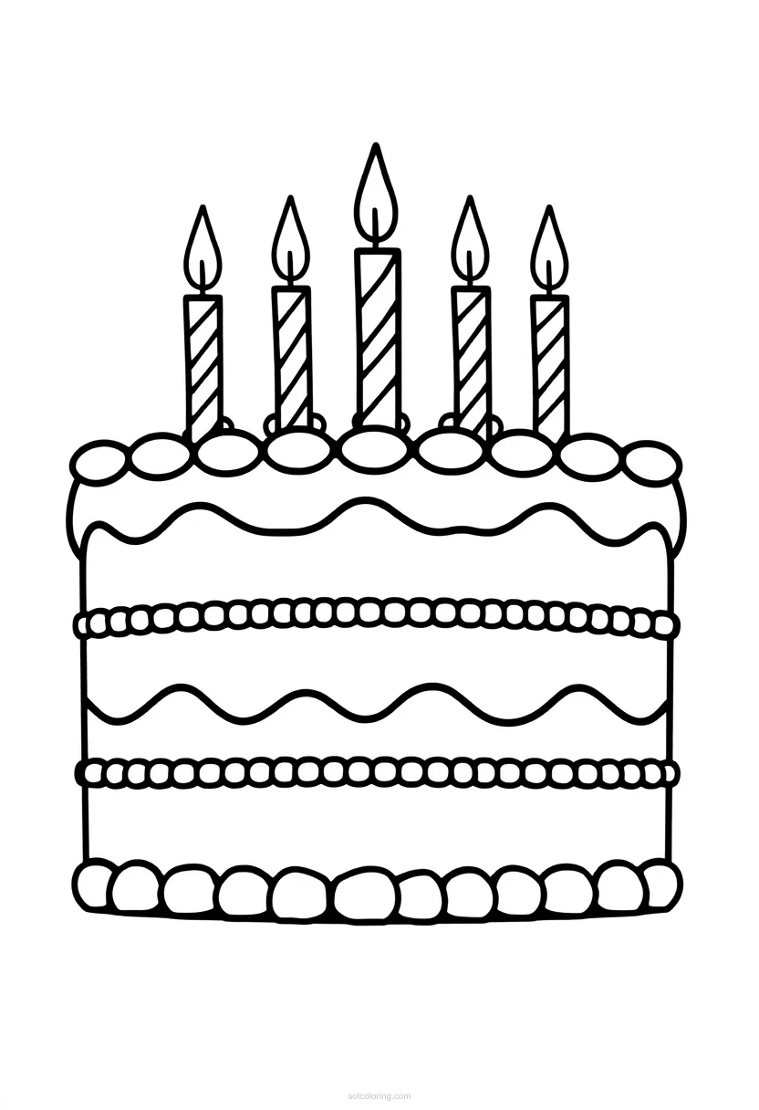 Birthday Cake With Candles coloring page for kids