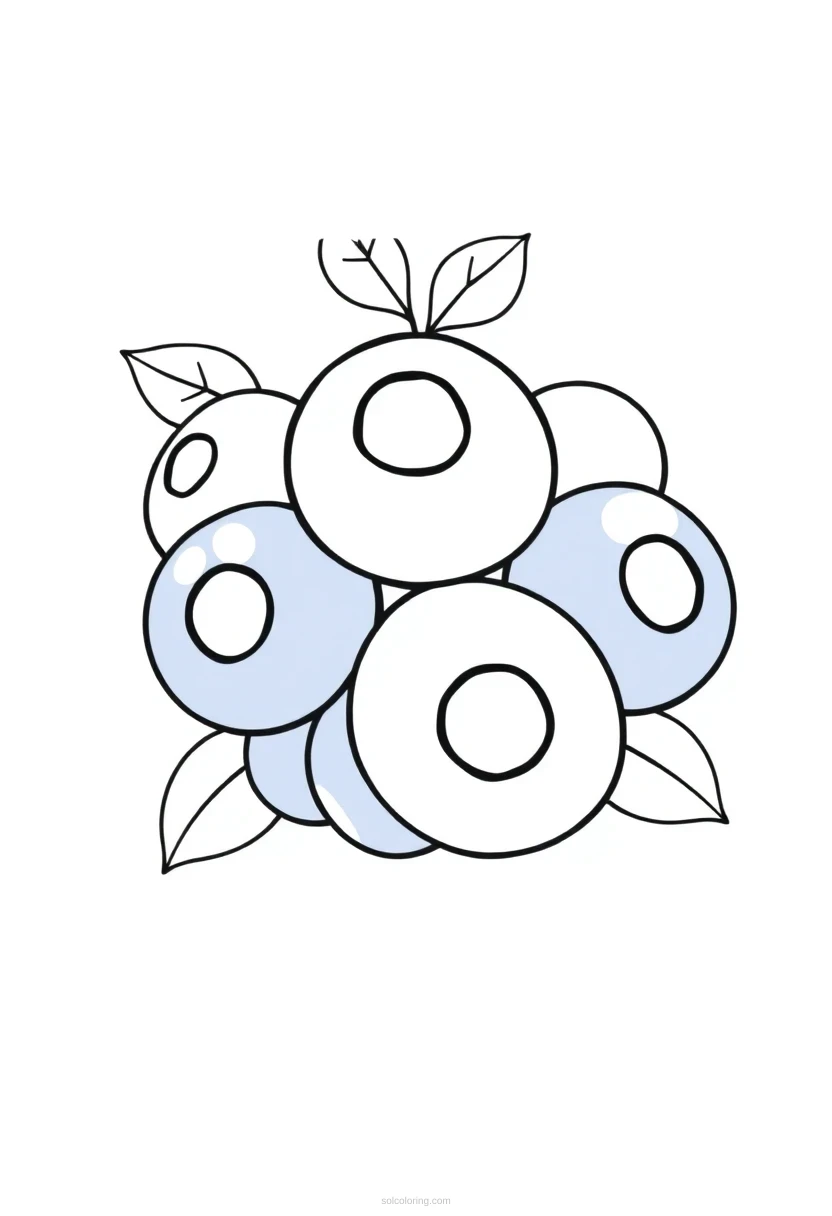Blueberry Cluster coloring page for kids