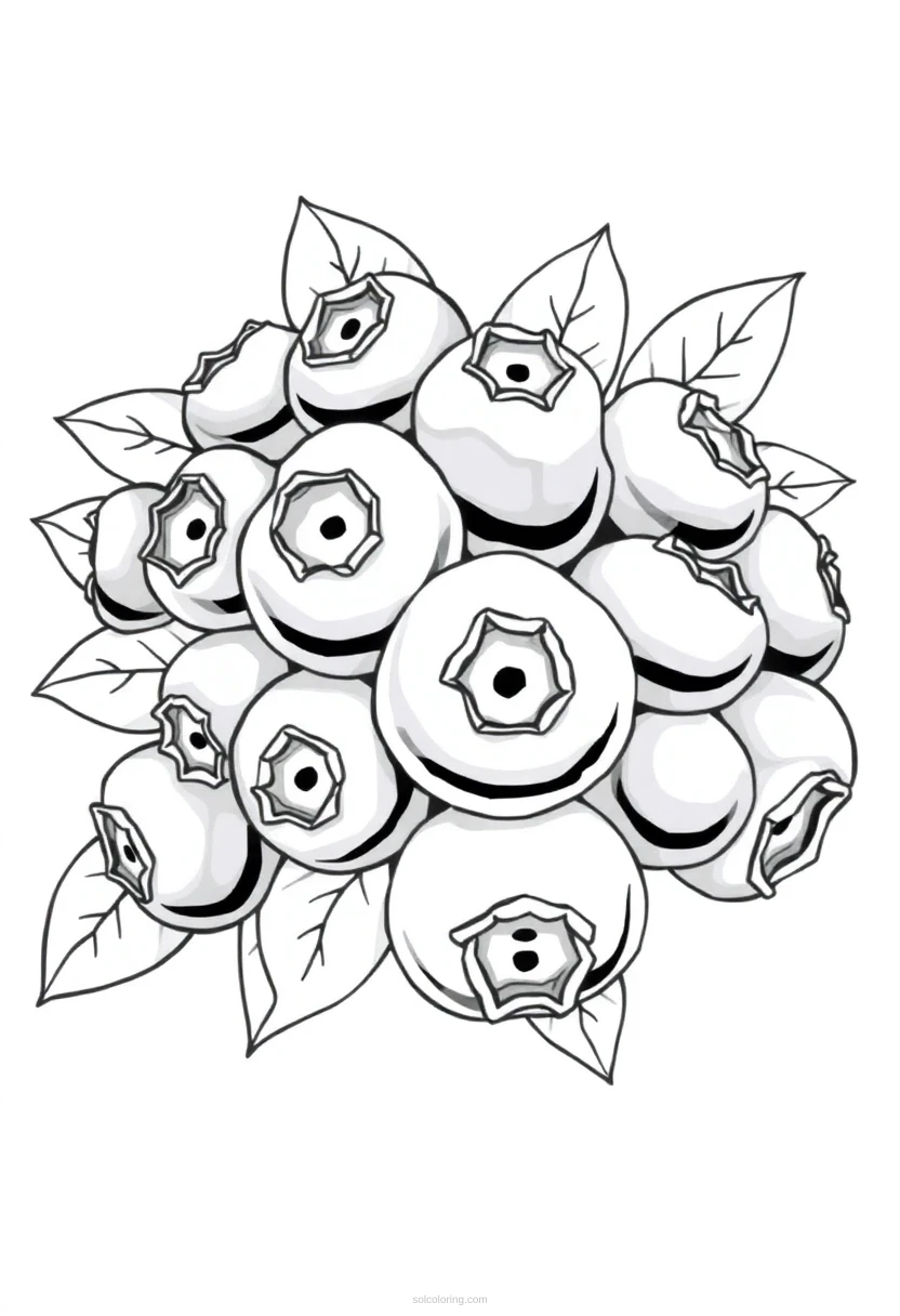 Blueberry Cluster coloring page for kids
