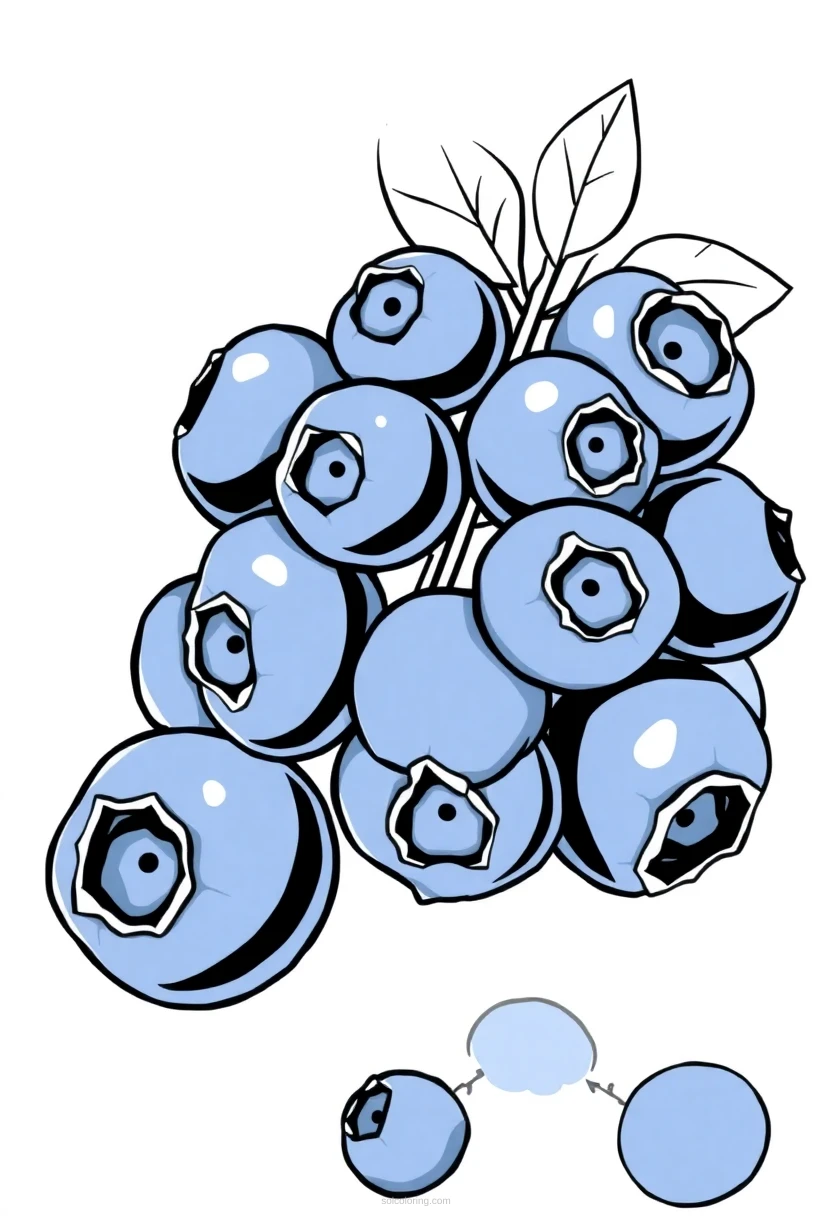 Blueberry Cluster coloring page for kids