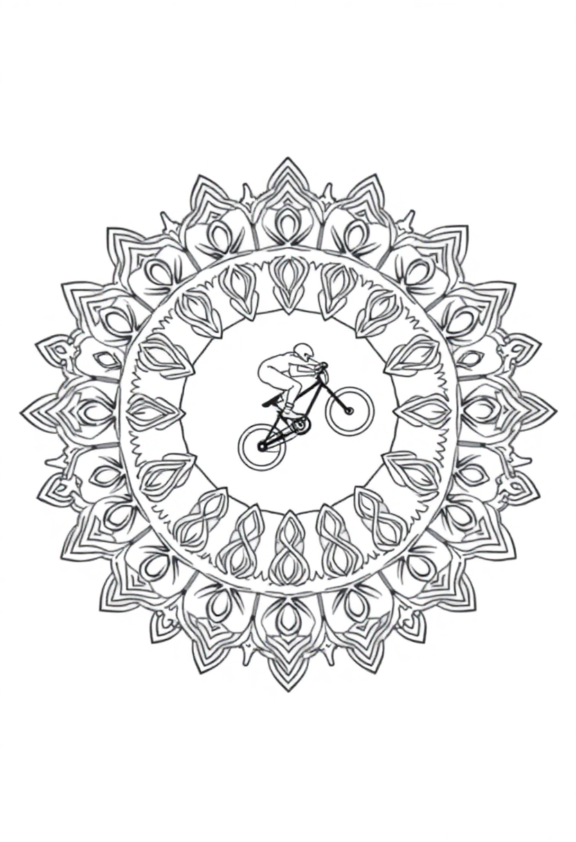 BMX Bike Stunts coloring page, free printable