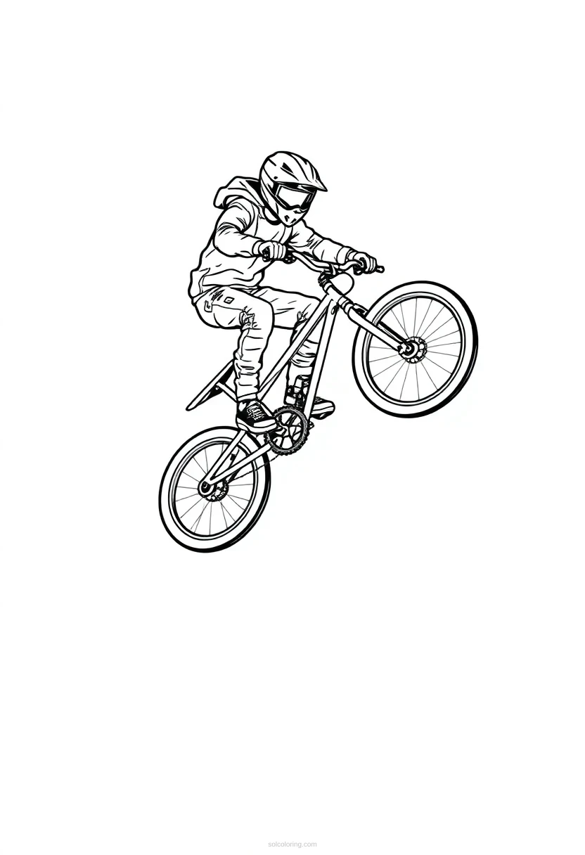 Bmx Bike Stunts coloring page for kids