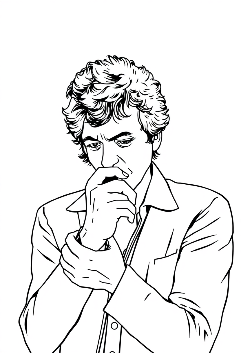 Bob Dylan with Harmonica coloring page, free printable
