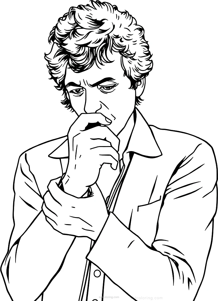 Bob Dylan with Harmonica coloring page for kids