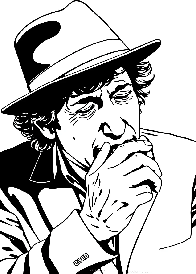 Bob Dylan With Harmonica coloring pages