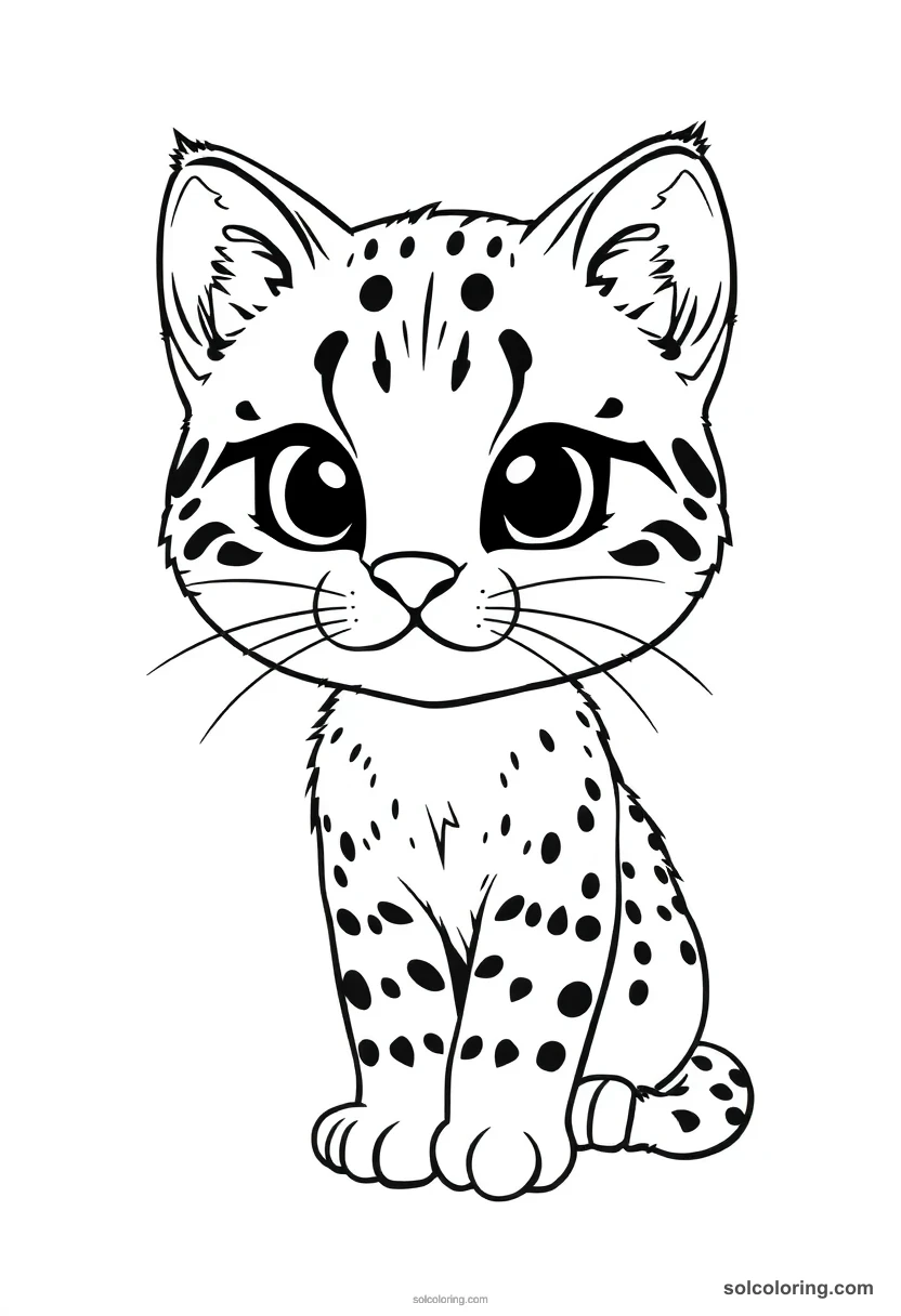 Bobcat chibi coloring page for kids
