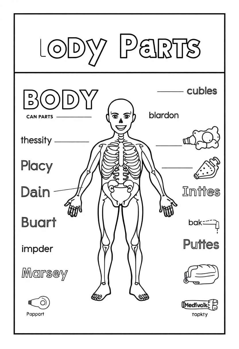 Body Parts Words coloring pages