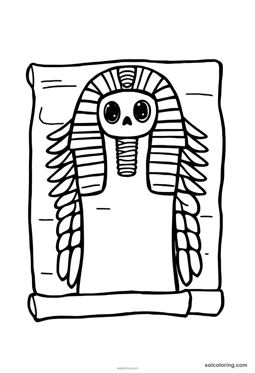 Cute Cartoon Book of the Dead Papyrus Scroll cute cartoon coloring page for kids