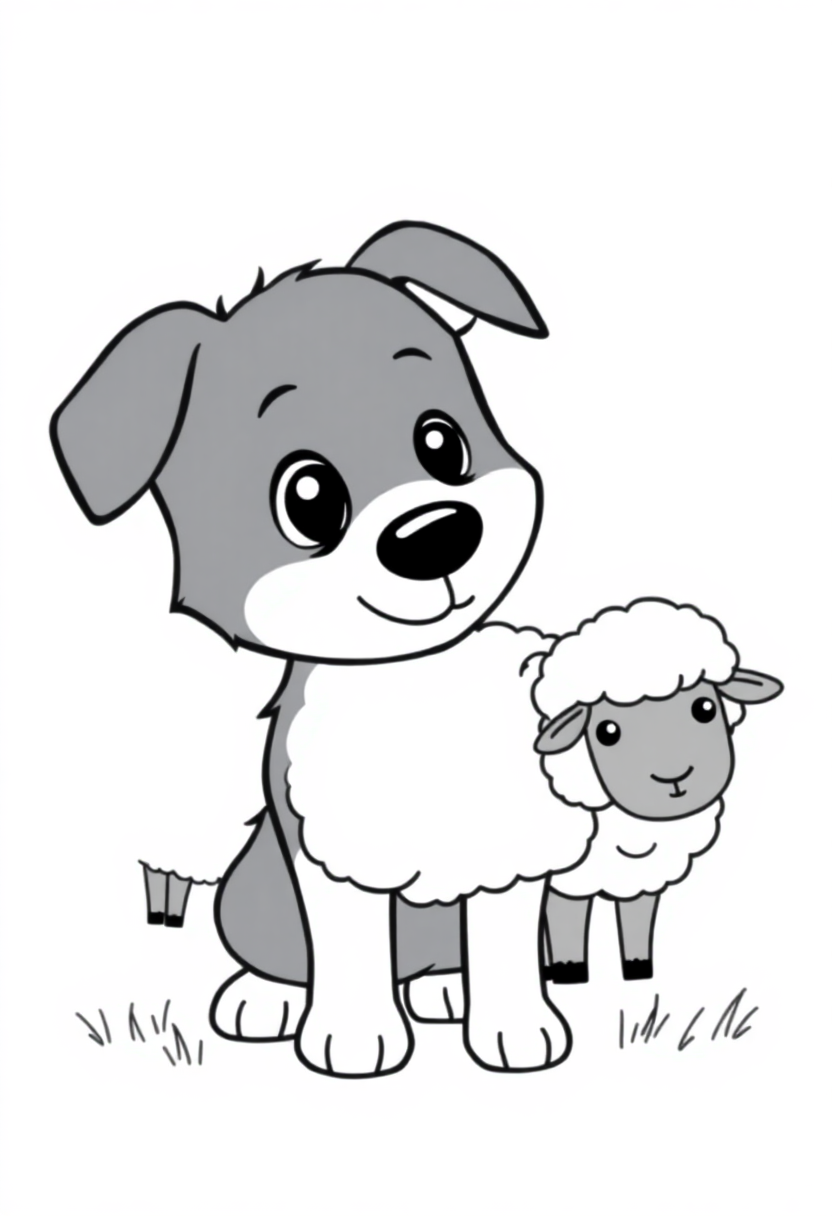 Border Collie Herding Sheep coloring page, free printable