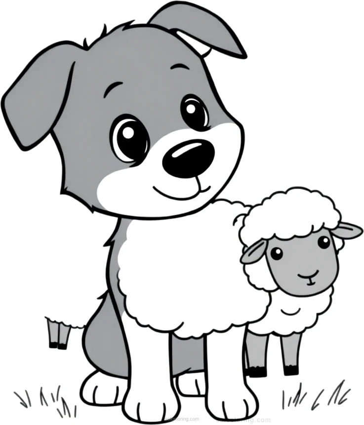 Border Collie Herding Sheep coloring page for kids