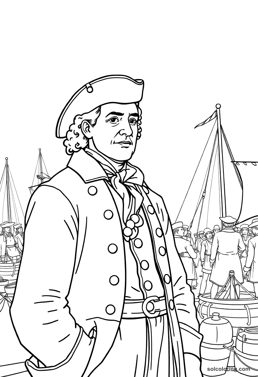 Boston Tea Party Harbor Scene coloring pages