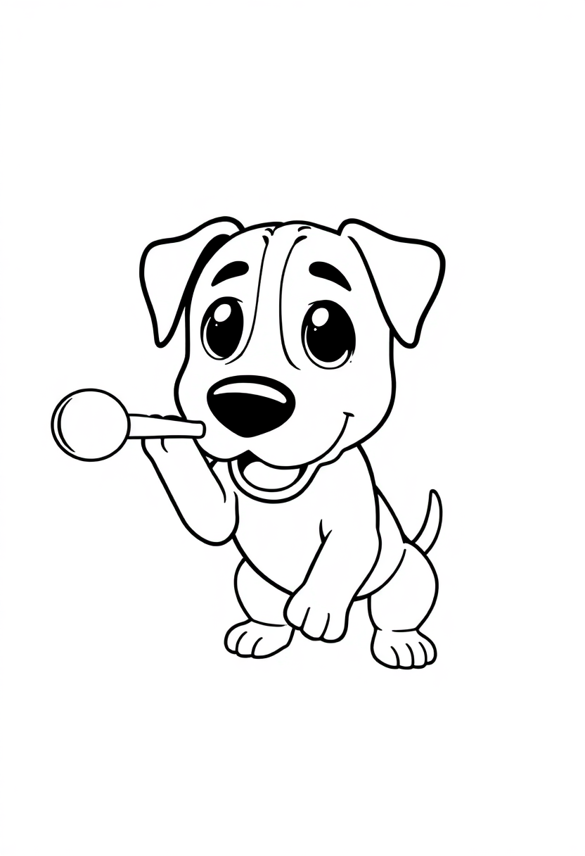 Boxer Dog Playing Fetch coloring page, free printable