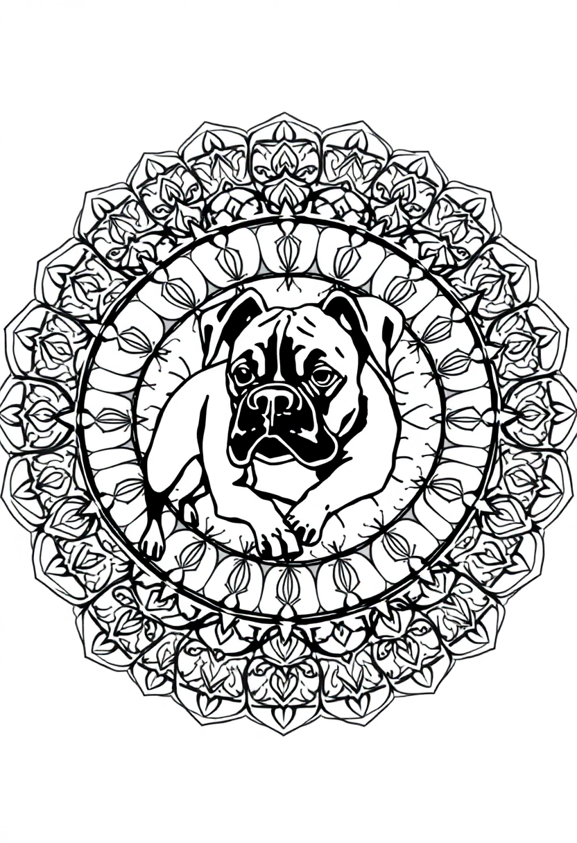 Boxer Dog Playing Fetch coloring page, free printable