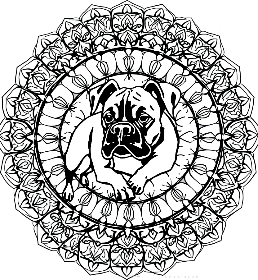 Boxer Dog Playing Fetch coloring page for kids