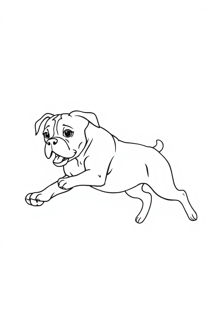Boxer Dog Playing Fetch coloring page, free printable