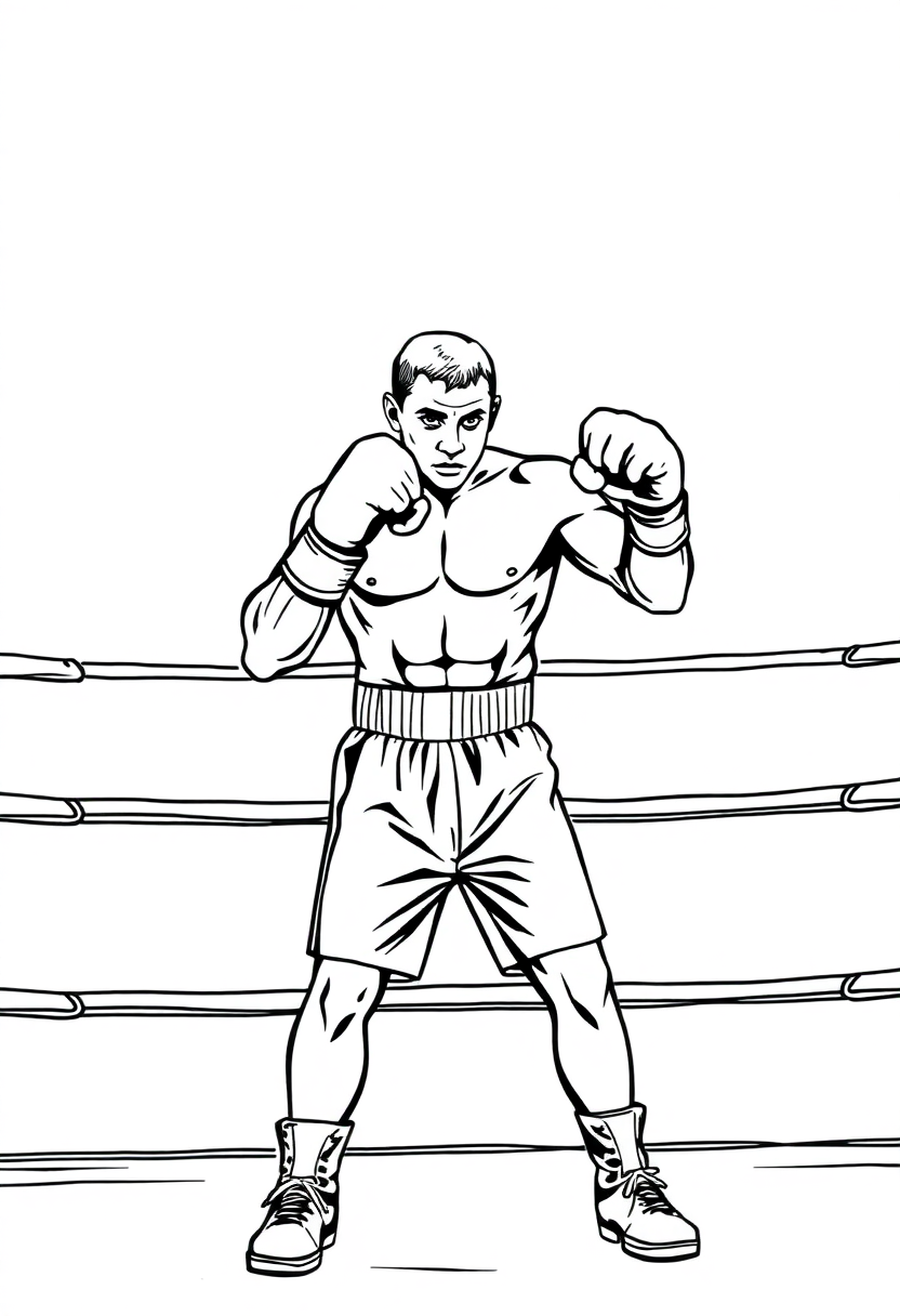 Boxing Champion In Ring coloring pages