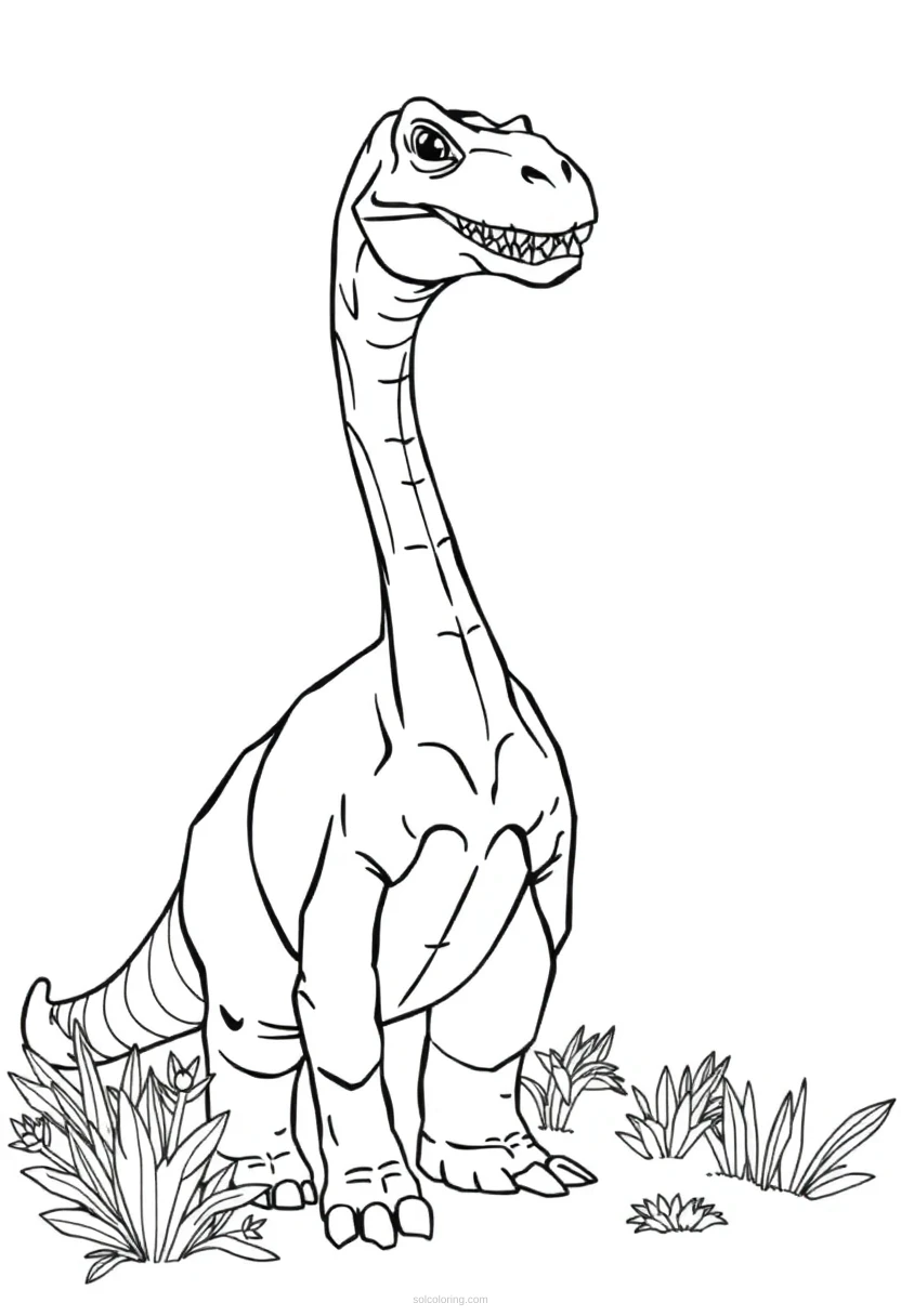 Brachiosaurus Cute Cartoon coloring pages