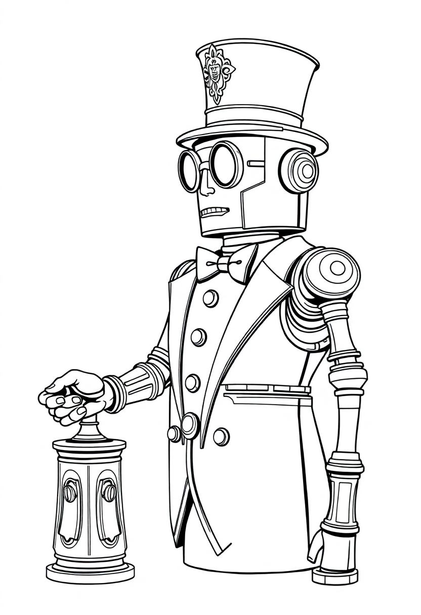 Brass Automaton Butler coloring page, free printable
