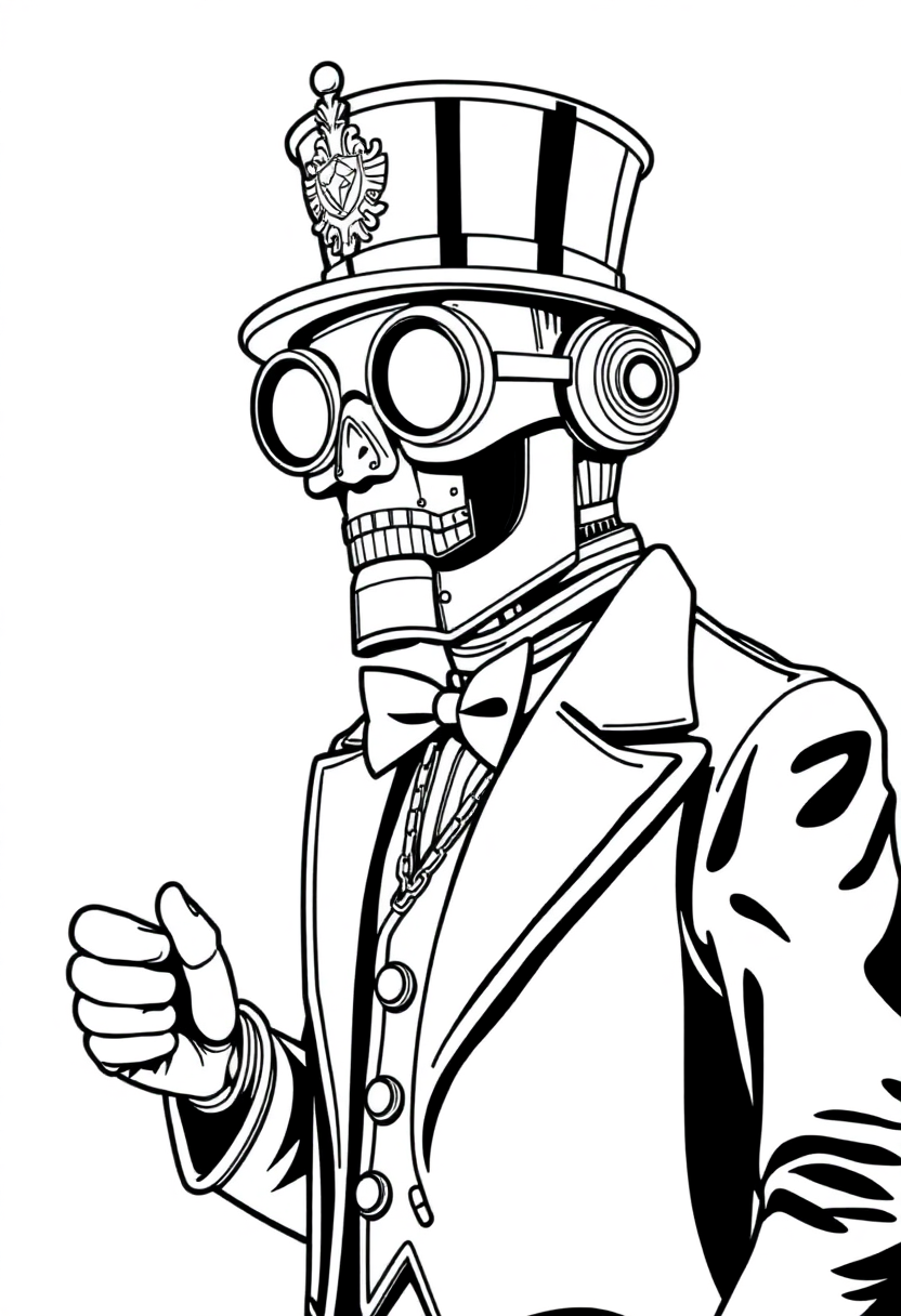 Brass Automaton Butler coloring page, free printable