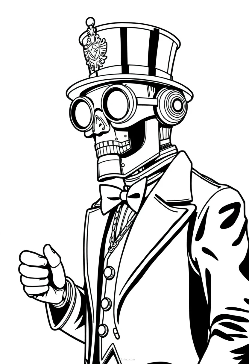Brass Automaton Butler coloring page for kids