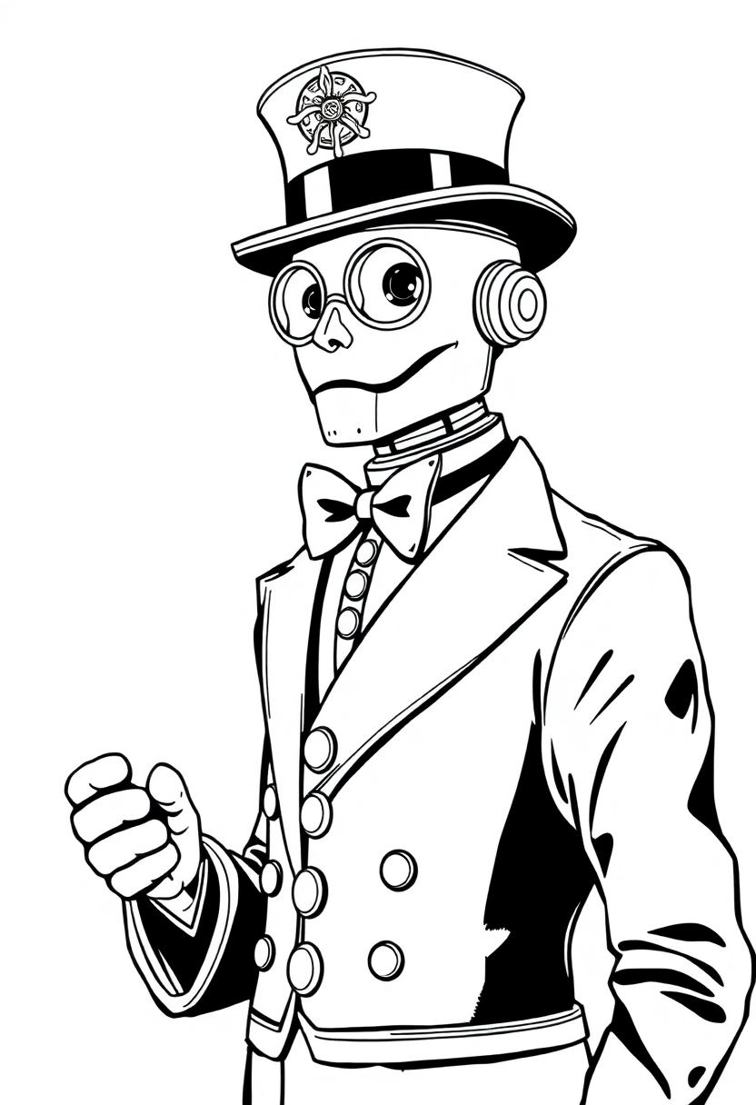 Brass Automaton Butler coloring page, free printable