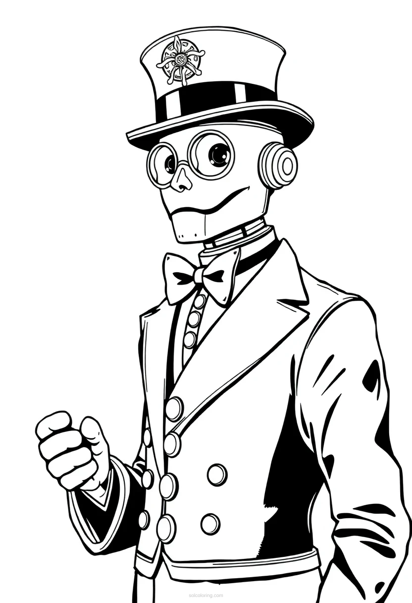 Brass Automaton Butler coloring page for kids