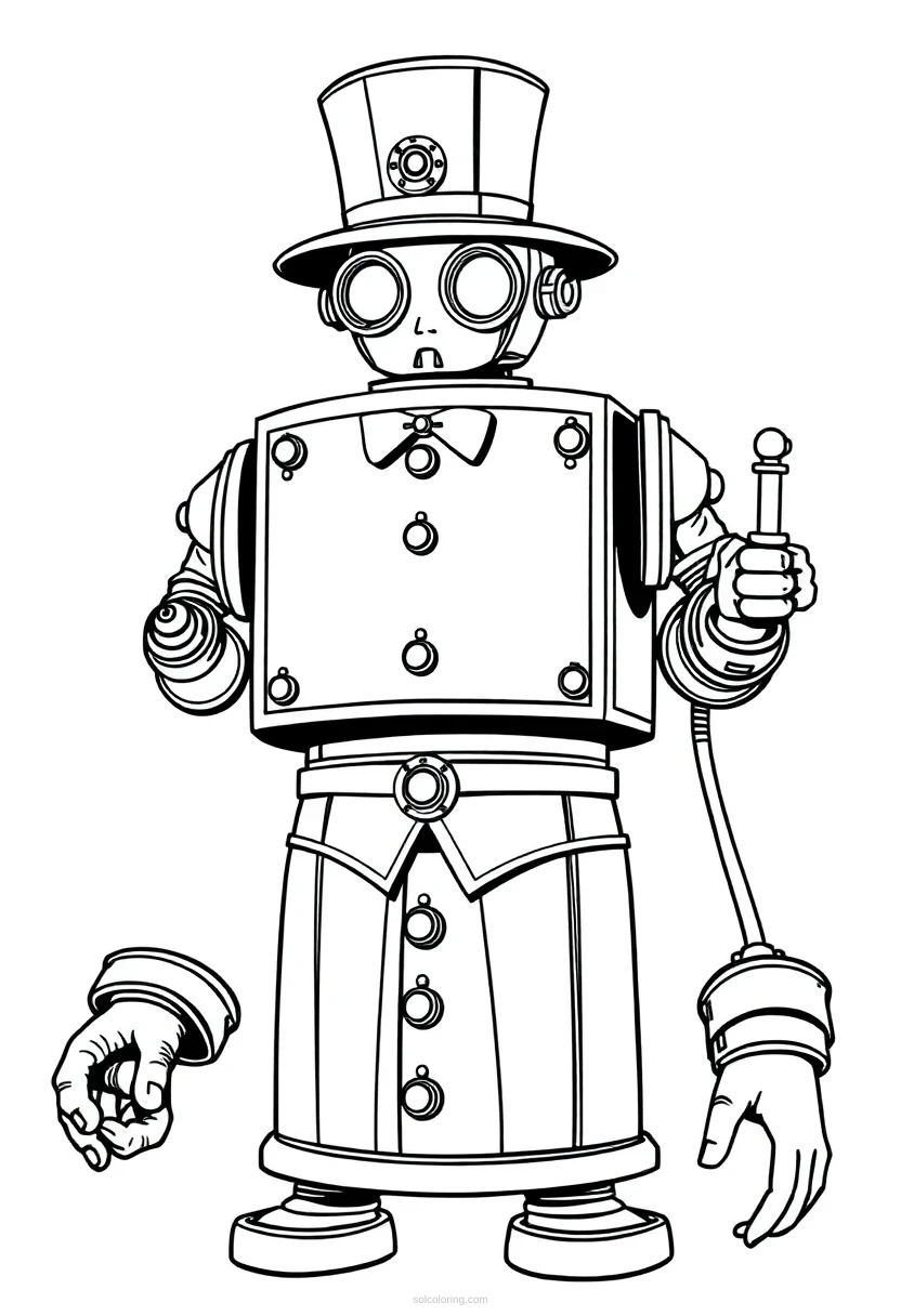 Brass Automaton Butler coloring page for kids