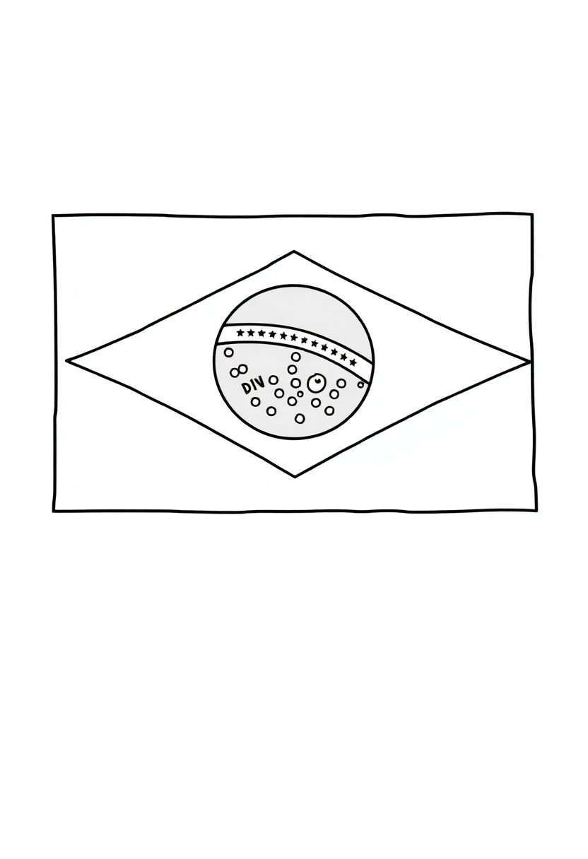 Brazilian Flag coloring page, free printable