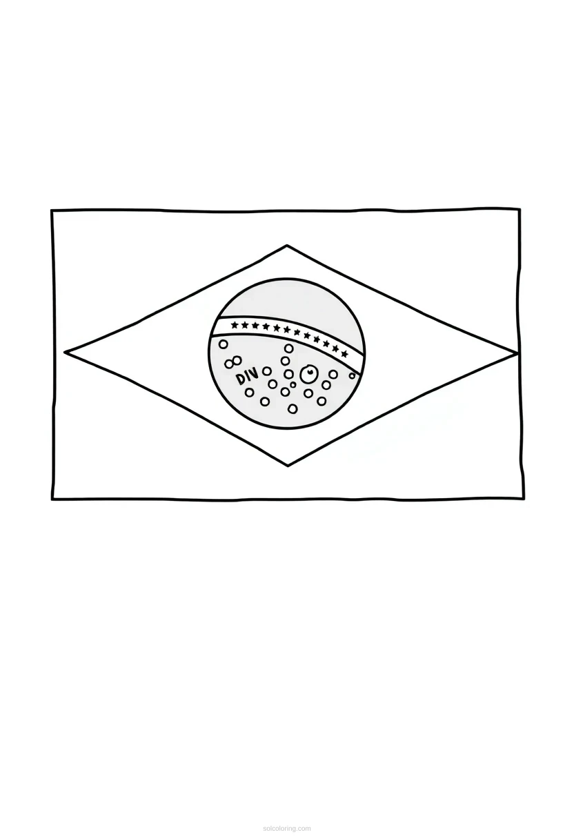 Brazilian Flag coloring page for kids