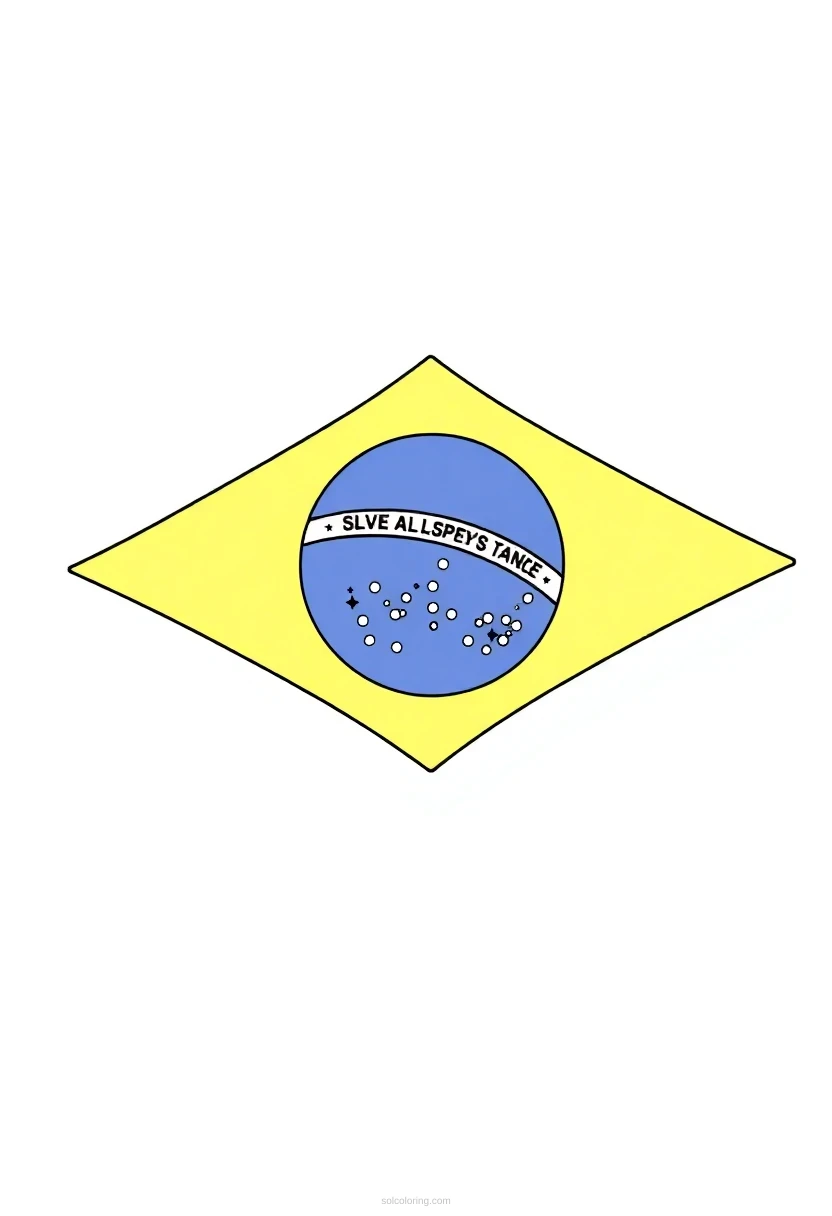 Brazilian Flag coloring page for kids